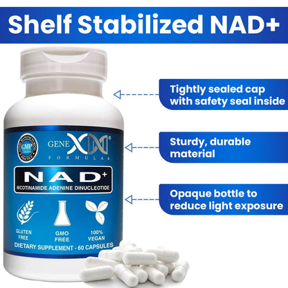 Genex NAD+ 250mg – 60 Cápsulas | NAD+ Real, No un Precursor