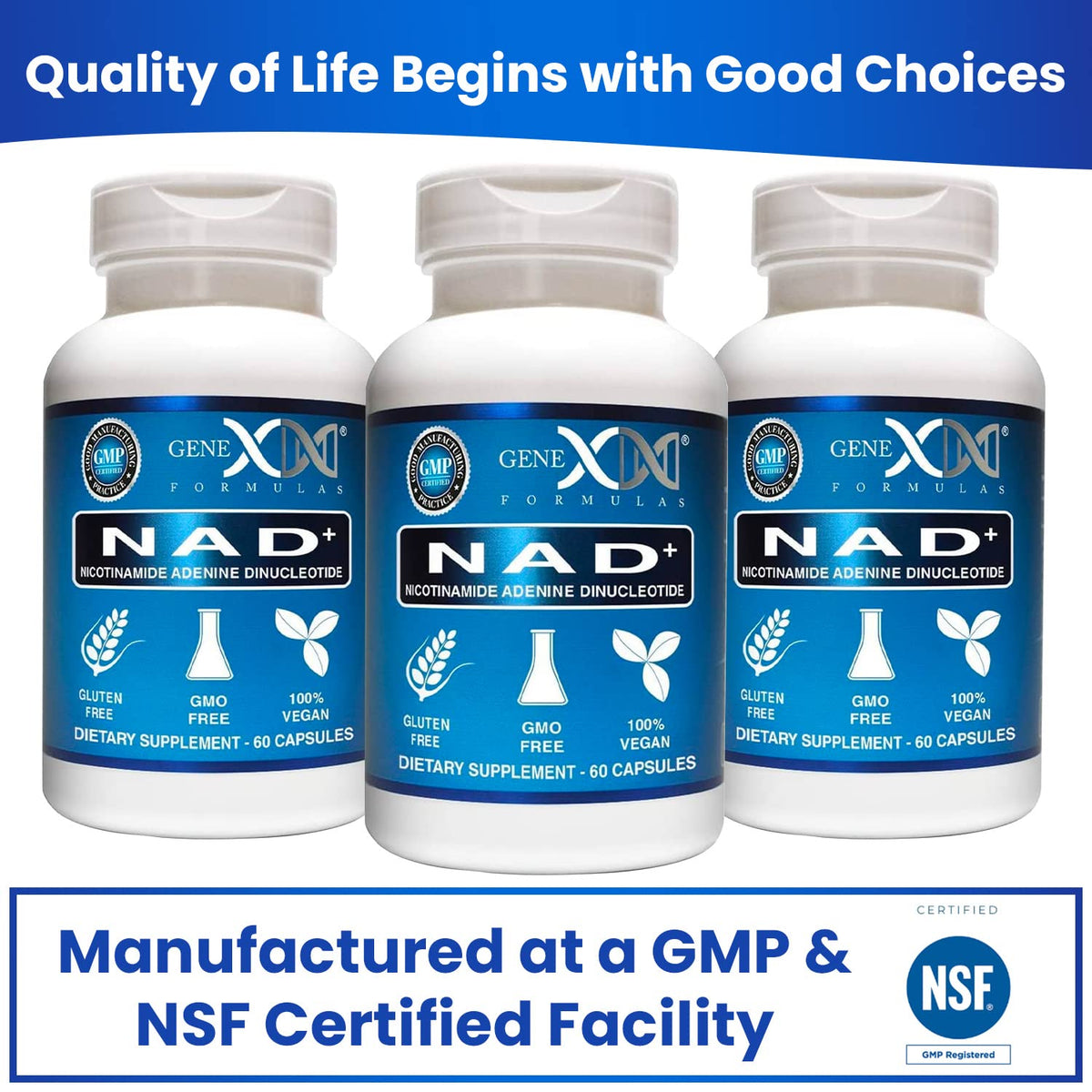 Genex NAD+ 250mg – 60 Cápsulas | NAD+ Real, No un Precursor