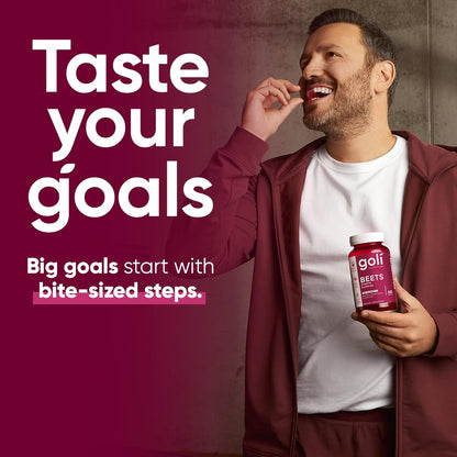 Gomitas Goli Beets Cardio con CoQ10 y Vitamina B12 – Extracto de Remolacha para el Bienestar Cardiovascular | 60 Unidades (Paquete de 3)
