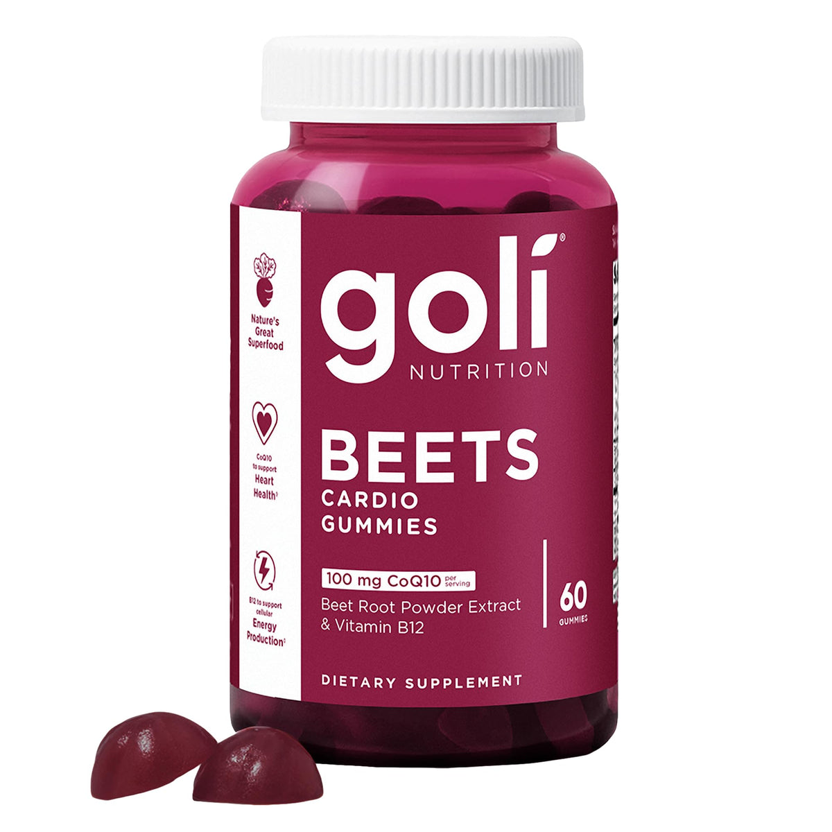 Goli Nutrition Beets Cardio Gummies bottle on a white background