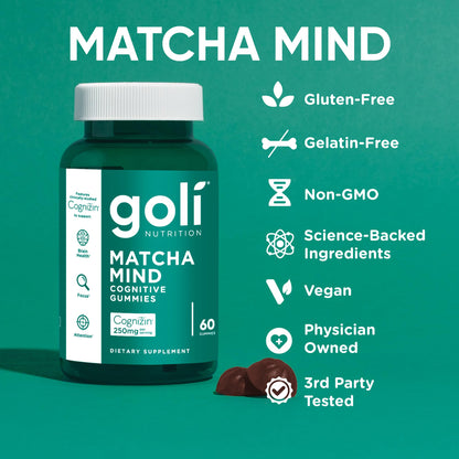 Goli Matcha Mind Gummies – Matcha & Cognizin | 180 Gummies - Calm Era