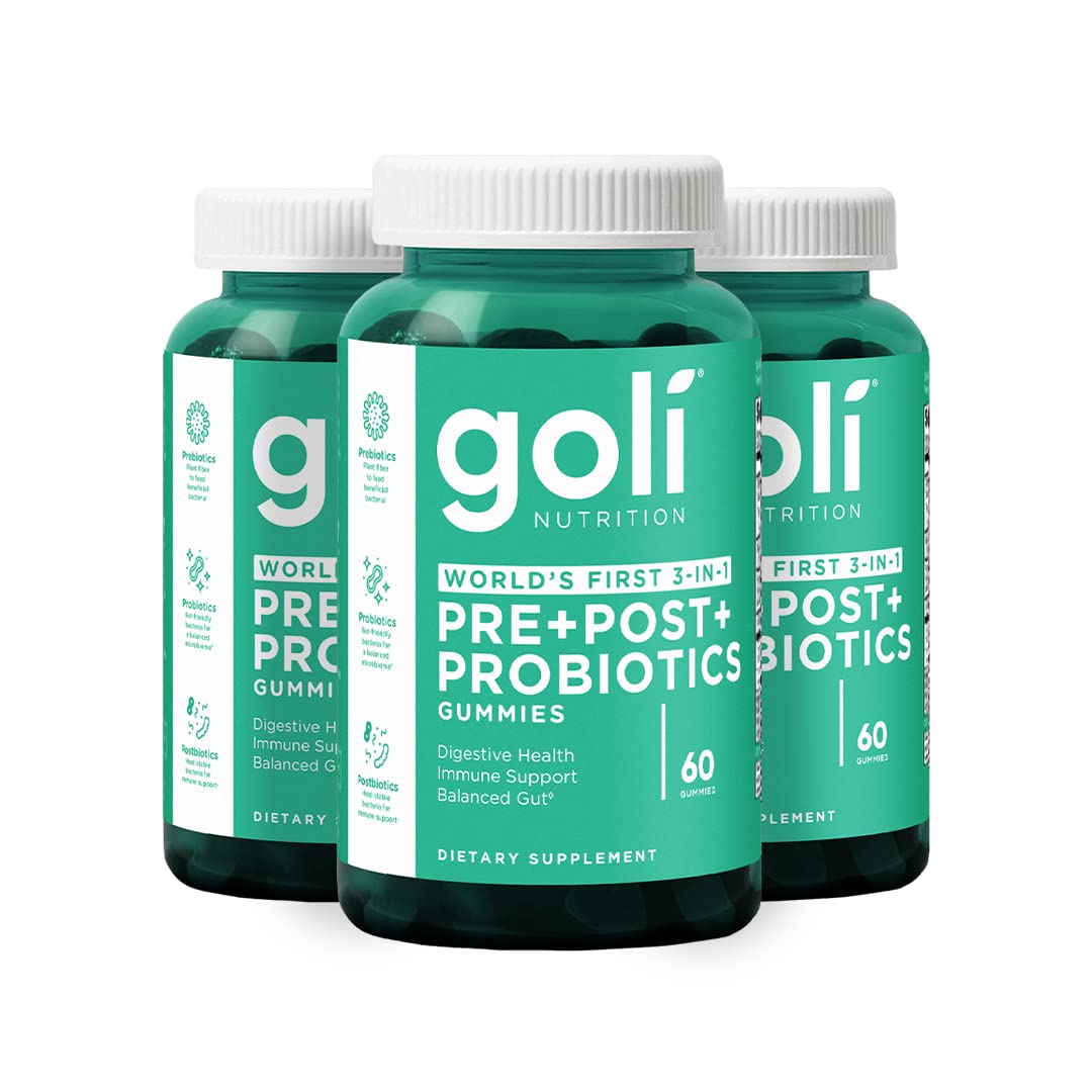 Gominolas Pre+Post+Probióticos de Goli – 180 unidades | 3 en 1 sin gluten, vegano, sin OGM, sin gelatina