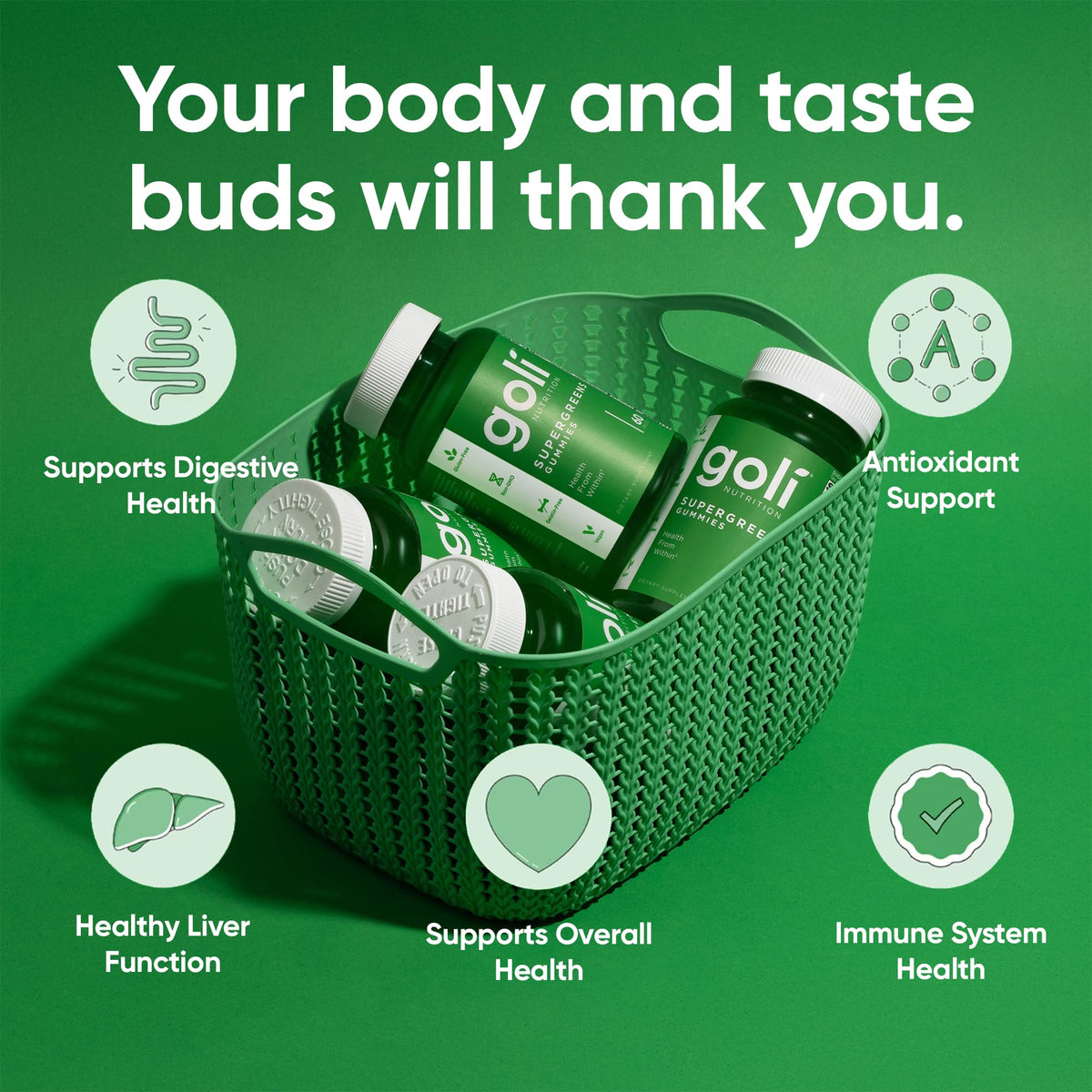 Goli Supergreens Gummies with Probiotics – 5 Pack | 300 Gummies - Calm Era