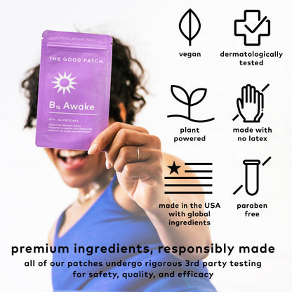 The Good Patch B12 Awake – Caffeine, B12 & Green Tea | Natural Energy | 24 Patches