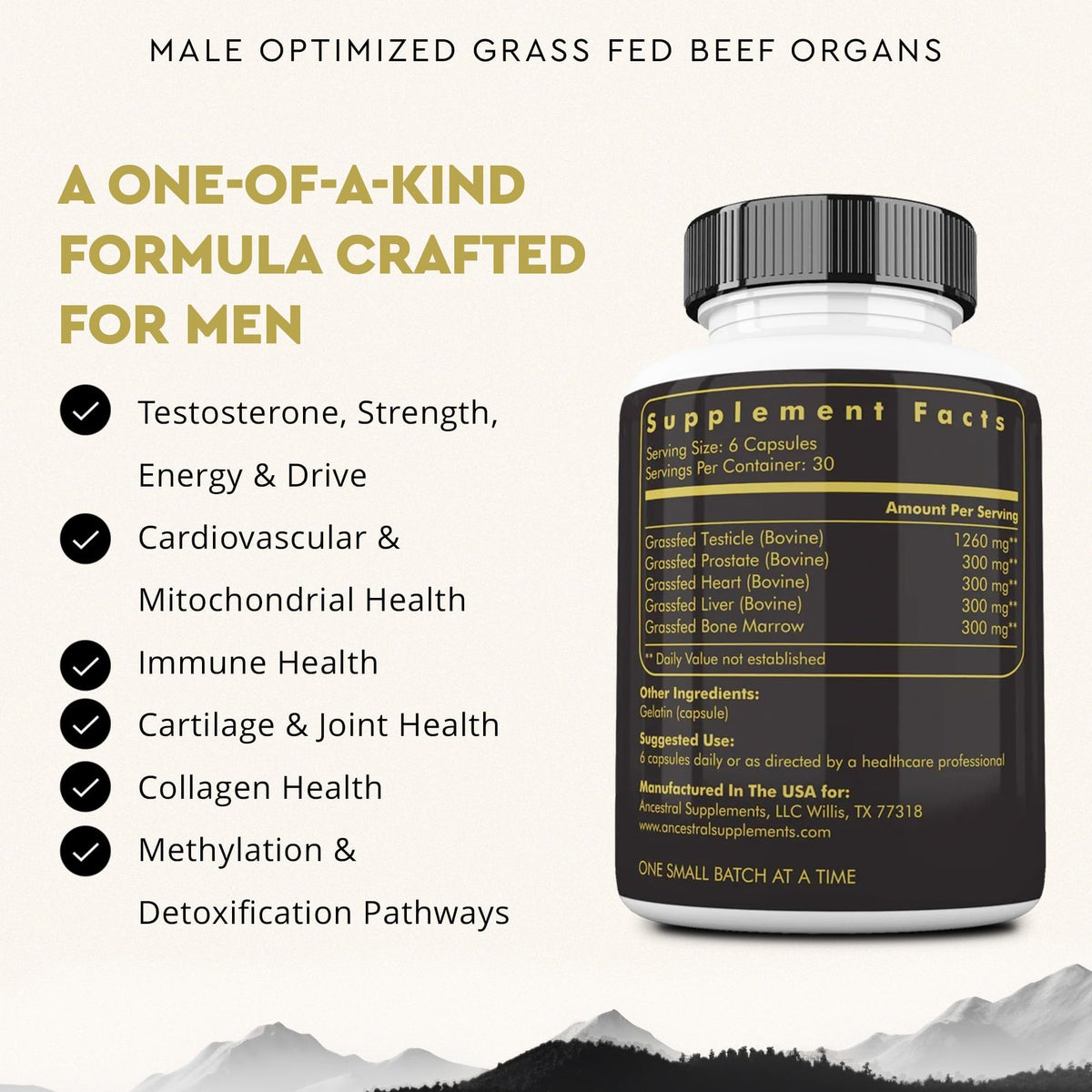 Ancestral Mofo Grass-Fed Beef Organ Supplement for Men – Energy & Vitality