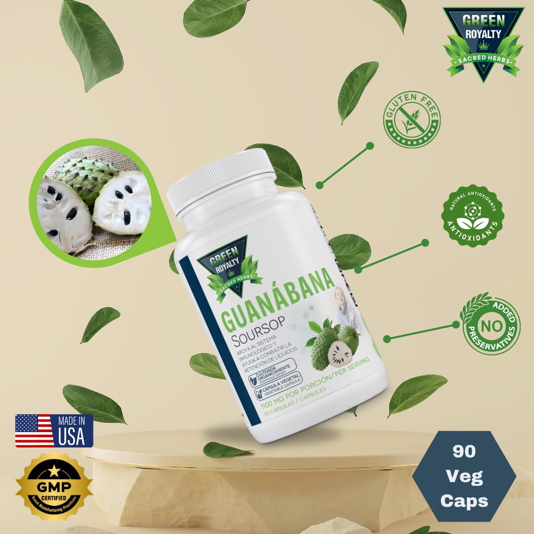 Graviola Soursop Capsules 1100mg — 90 Vegan Capsules, Made in USA - Calm Era