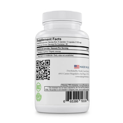 Graviola Soursop Capsules 1100mg — 90 Vegan Capsules, Made in USA - Calm Era