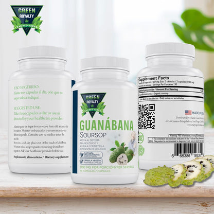 Graviola Soursop Capsules 1100mg — 90 Vegan Capsules, Made in USA - Calm Era