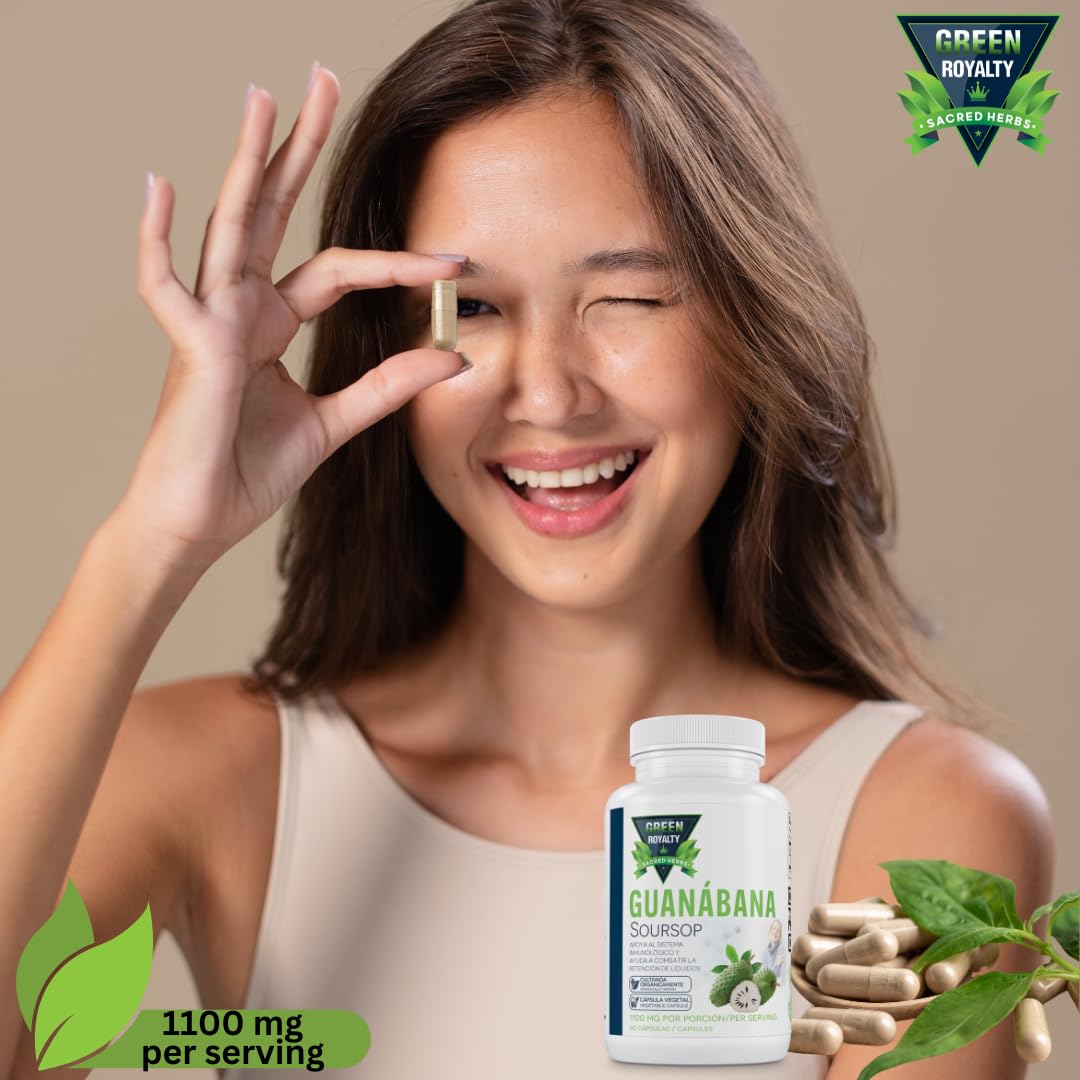Graviola Soursop Capsules 1100mg — 90 Vegan Capsules, Made in USA - Calm Era