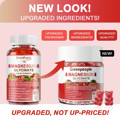 GREENPEOPLE Magnesium Glycinate Gummies 400mg — Sugar Free Raspberry Flavor, Vitamin D & B6 for Calm Support - Calm Era
