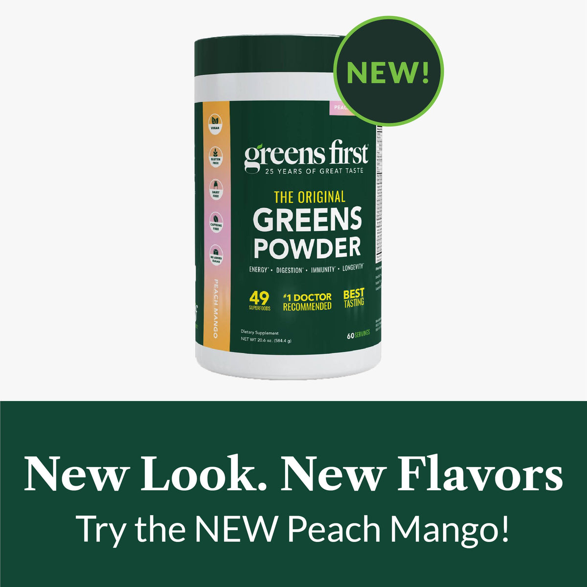 Greens First Original Greens Powder – Peach Mango | 60 Servings - Calm Era