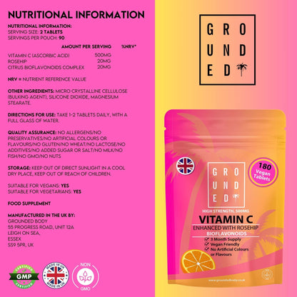 Grounded Vitamin C 500mg with Rosehip & Bioflavonoids