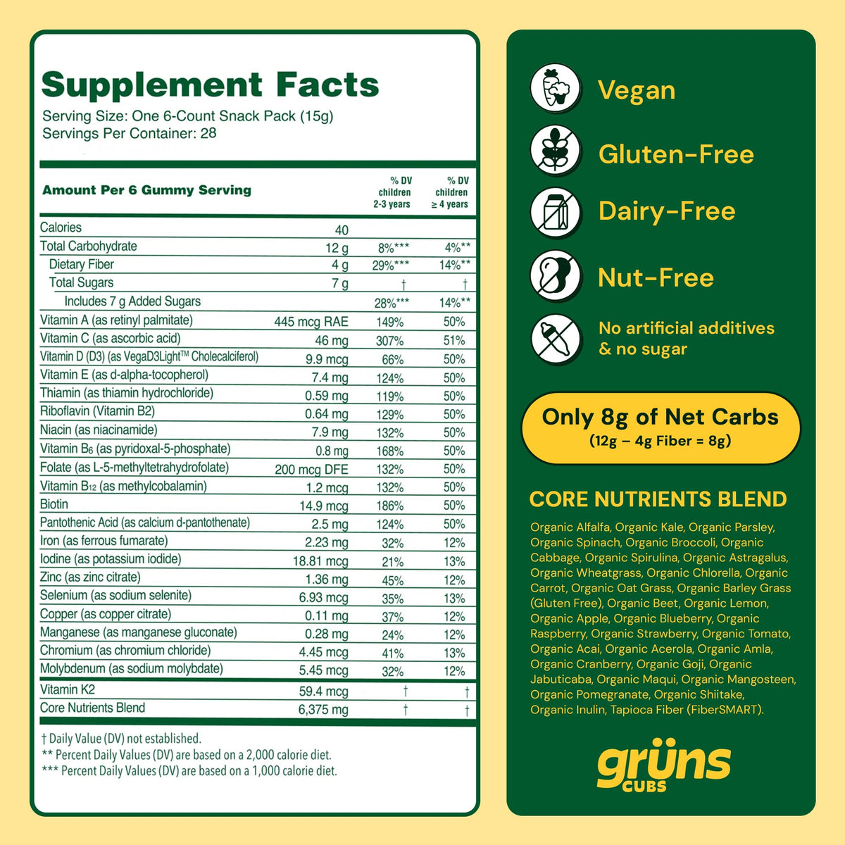 Grüns Kids Multivitamin Gummies – Super Greens 28ct - Calm Era