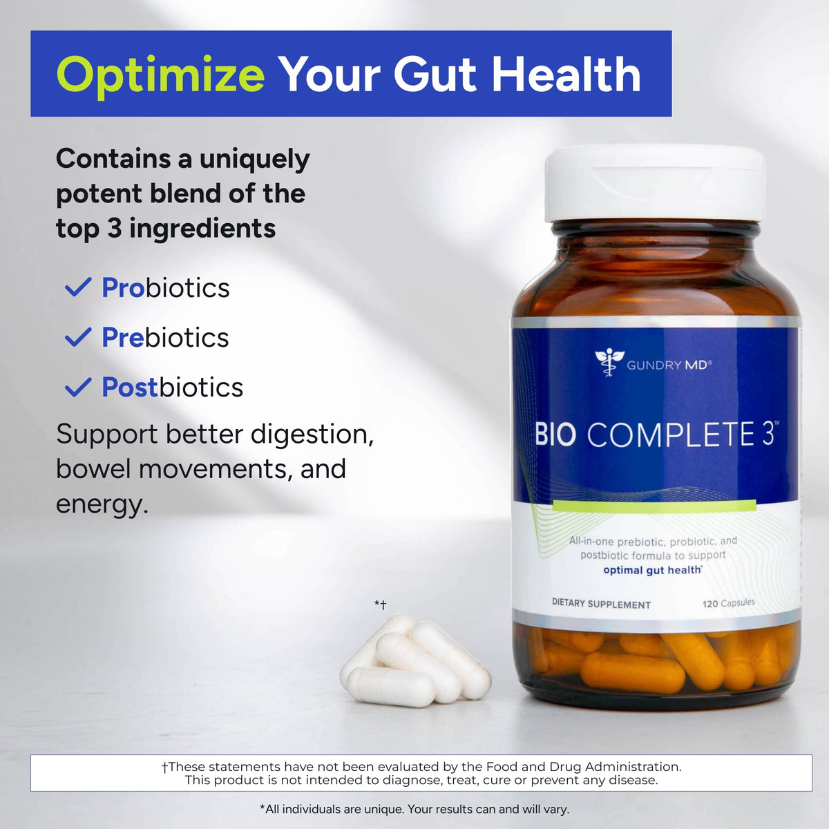 Gundry MD Bio Complete 3 – Prebiotic, Probiotic & Postbiotic 30-Day Supply - Calm Era