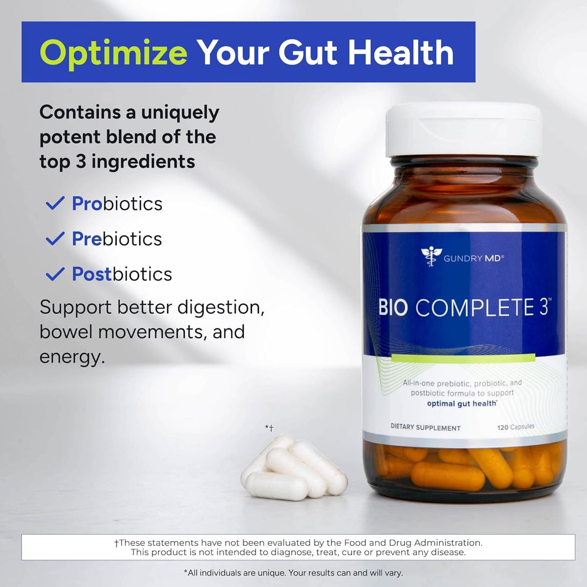 Gundry MD Bio Complete 3 – Prebiotic, Probiotic & Postbiotic 90-Day Supply - Calm Era