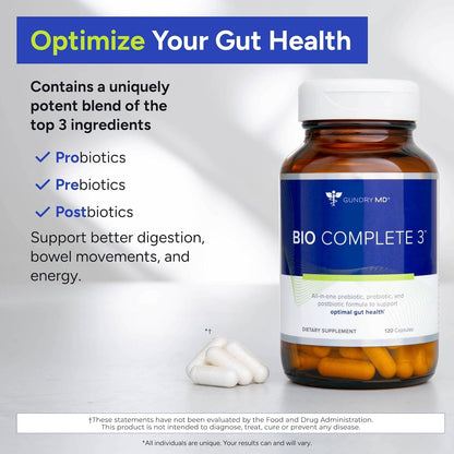 Gundry MD Bio Complete 3 – Prebiotic, Probiotic & Postbiotic 90-Day Supply - Calm Era