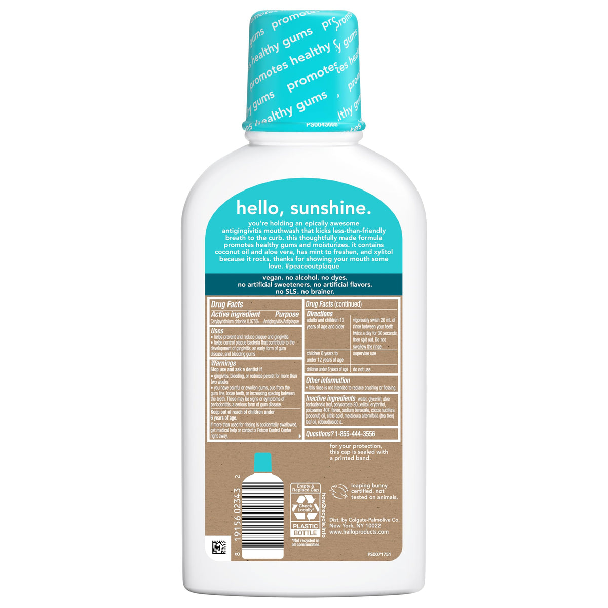 Hello Peace Out Plaque Mouthwash — Fluoride-Free, Alcohol-Free, 3 x 16oz - Calm Era