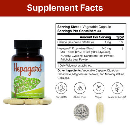 Hepagard - Suplemento Natural para el Hígado con N-Acetil Cisteína (NAC) - No OGM, Vegano, Sin Gluten