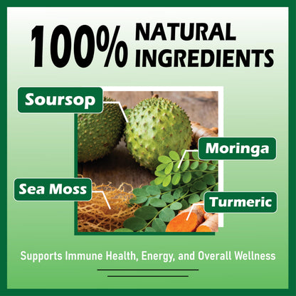 Herbavita Gotas Líquidas de Guanábana 10 en 1 con Moringa y Musgo Marino 1ml Diario