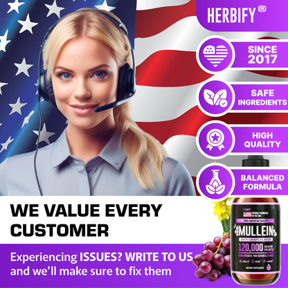 Herbify Mullein Drops Lung & Immune Support 4oz Grape - Calm Era