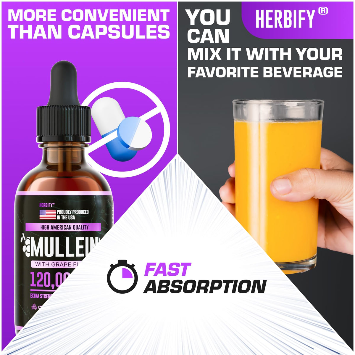 Herbify Mullein Drops Lung & Immune Support 4oz Grape - Calm Era