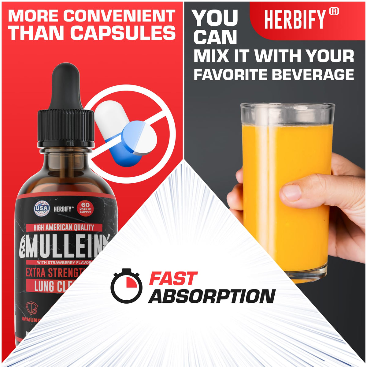 Herbify Mullein Drops – Strawberry 4oz - Calm Era