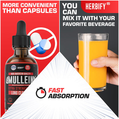 Herbify Mullein Drops – Strawberry 4oz - Calm Era