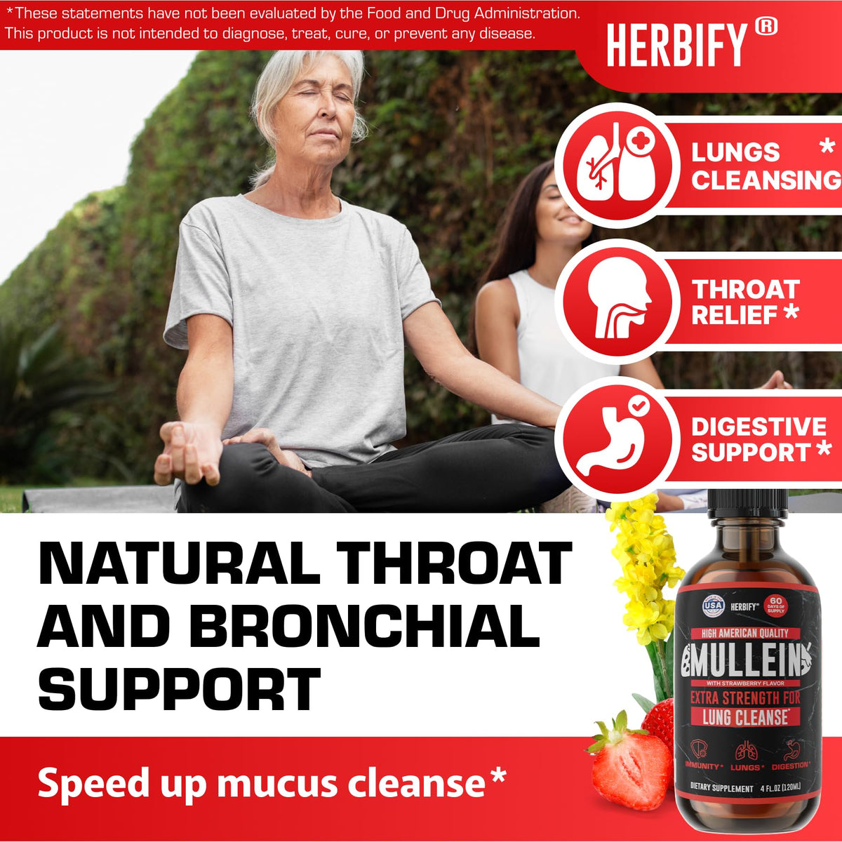 Herbify Mullein Drops – Strawberry 4oz - Calm Era