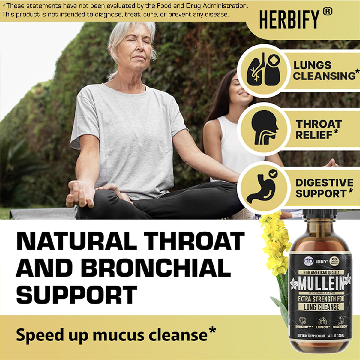 Herbify Mullein Drops – Vanilla 4oz - Calm Era