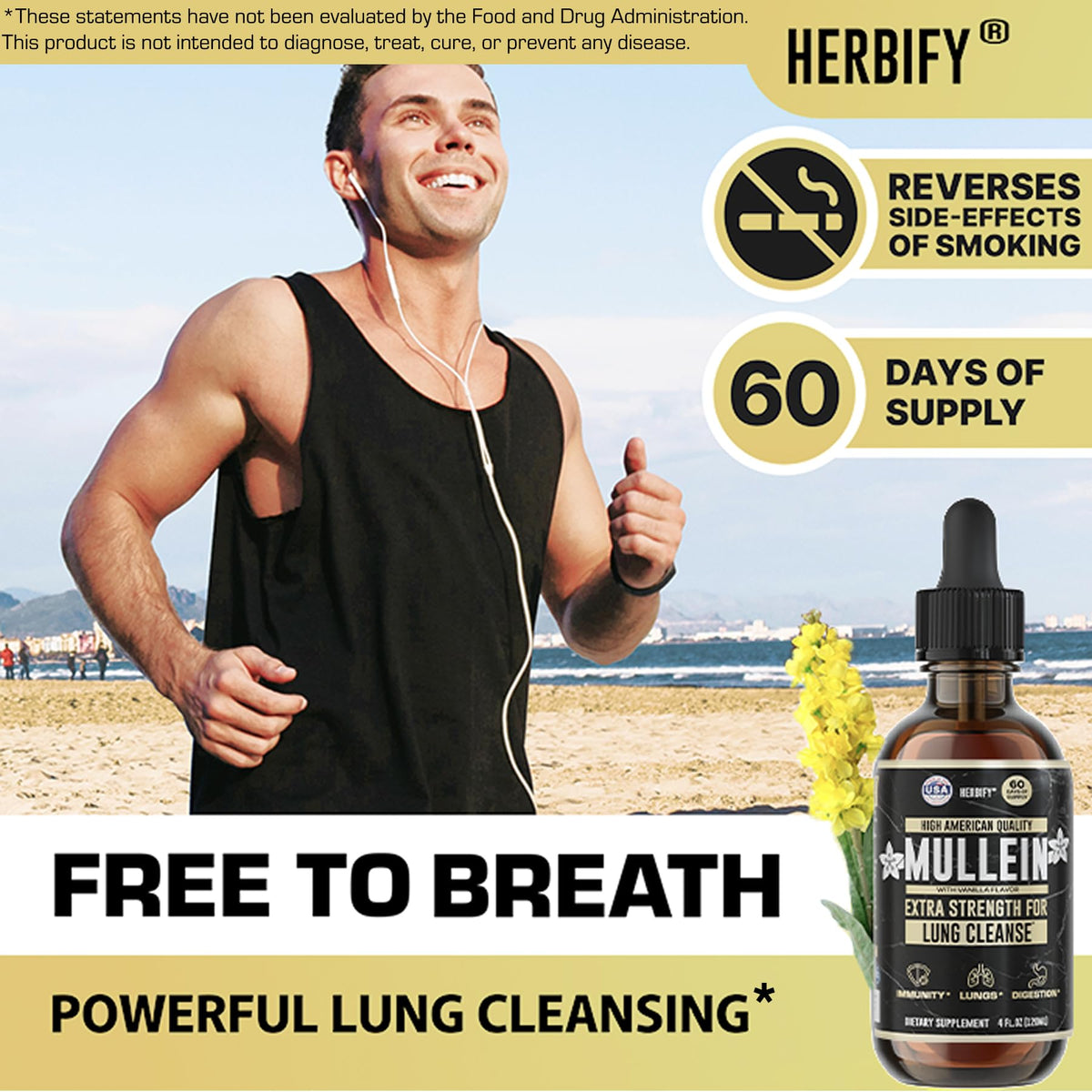 Herbify Mullein Drops – Vanilla 4oz - Calm Era