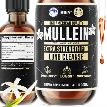 Herbify Mullein Drops – Vanilla 4oz - Calm Era