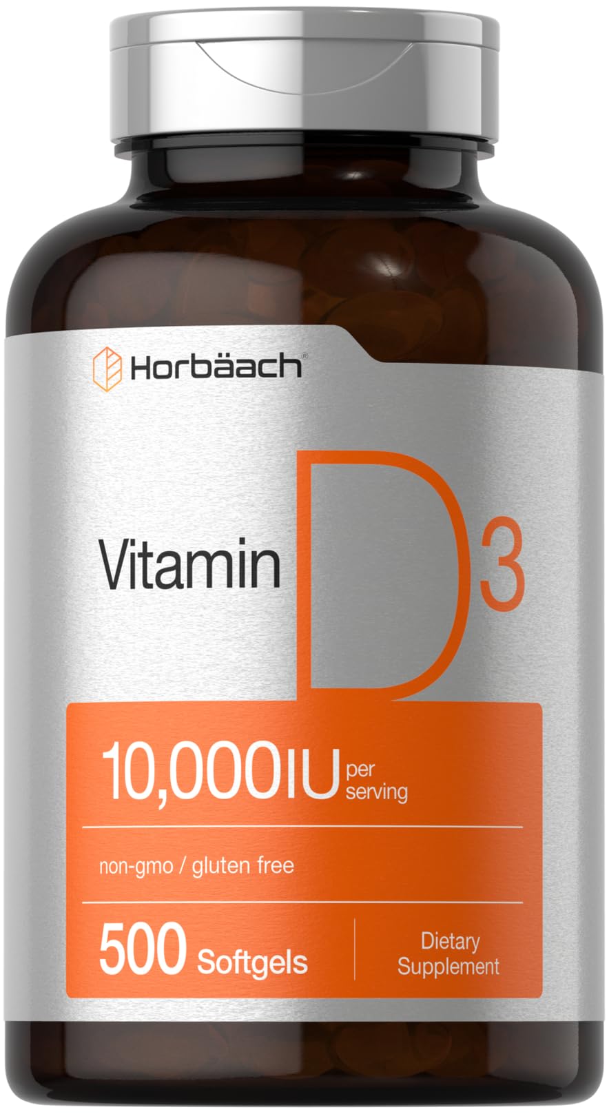 Horbaach Vitamina D3 10.000 UI — 500 Cápsulas Blandas