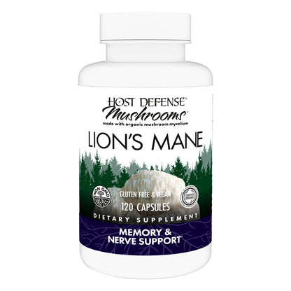 Host Defense Mushrooms Lion's Mane – Brain Health, Focus & Memory (120 Capsules) - Calm Era