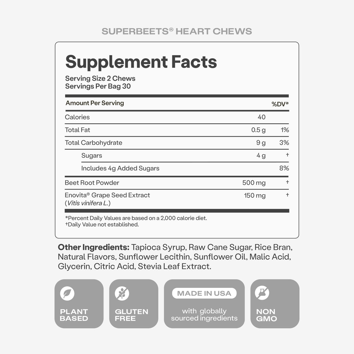 Humann SuperBeets Masticables para el Corazón – Óxido Nítrico y Apoyo para la Presión Arterial, Sabor Granada y Bayas, 60 Unidades