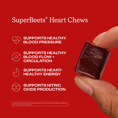 Humann SuperBeets Masticables para el Corazón – Óxido Nítrico y Apoyo para la Presión Arterial, Sabor Granada y Bayas, 60 Unidades