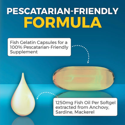 Triple Strength Omega-3 Fish Oil 2500mg | 180 Softgels | IFOS Certified
