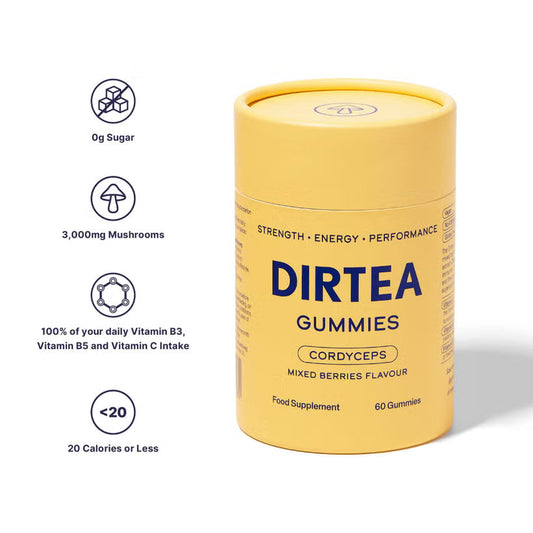 Gomitas DIRTEA Cordyceps Performance — Bayas Mixtas, 60 unidades