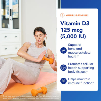 Pure Encapsulations Vitamina D3 5000UI 250 Cápsulas | Hipoalergénico
