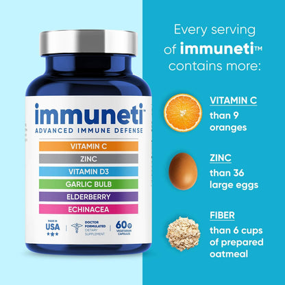 Immuneti 6 en 1 Soporte Inmunológico — Vitamina C, D3, Zinc, Saúco