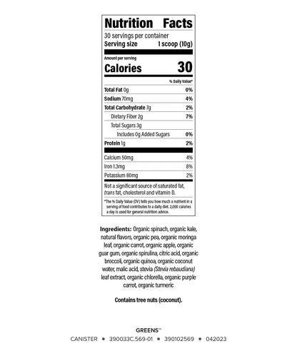 Isagenix Moringa Greens en polvo 300g | 30 porciones | Sin OMG