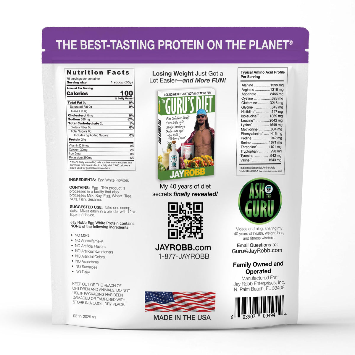 JAYROBB Proteína de Clara de Huevo sin Sabor – 2,27 kg | 24 g de Proteína por Ración