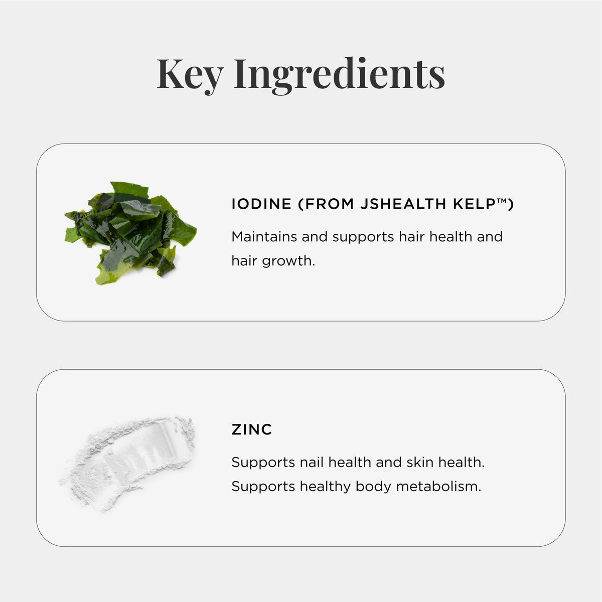 JSHealth Hair Formula – Suplemento para el crecimiento capilar con zinc y yodo, 60 cápsulas