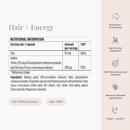 JSHealth Hair Formula – Suplemento para el crecimiento capilar con zinc y yodo, 60 cápsulas