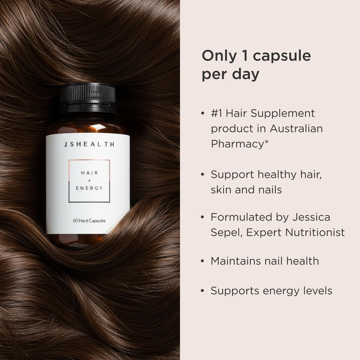 JSHealth Hair Formula – Suplemento para el crecimiento capilar con zinc y yodo, 60 cápsulas