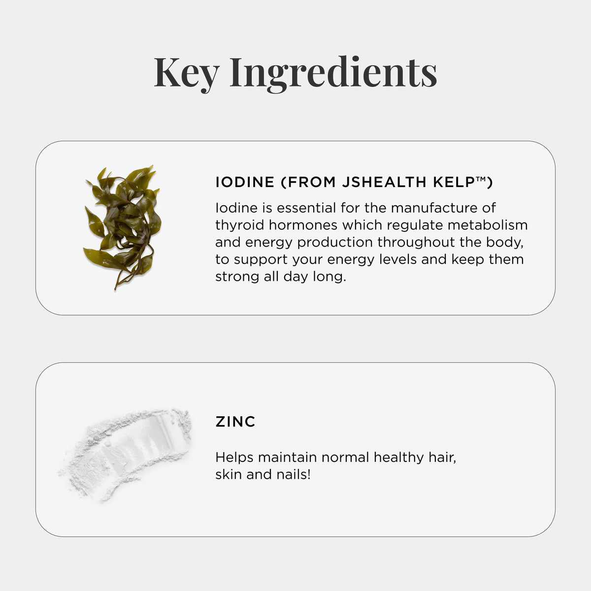 JSHealth Hair Formula – Suplemento para el crecimiento capilar con zinc y yodo, 60 cápsulas