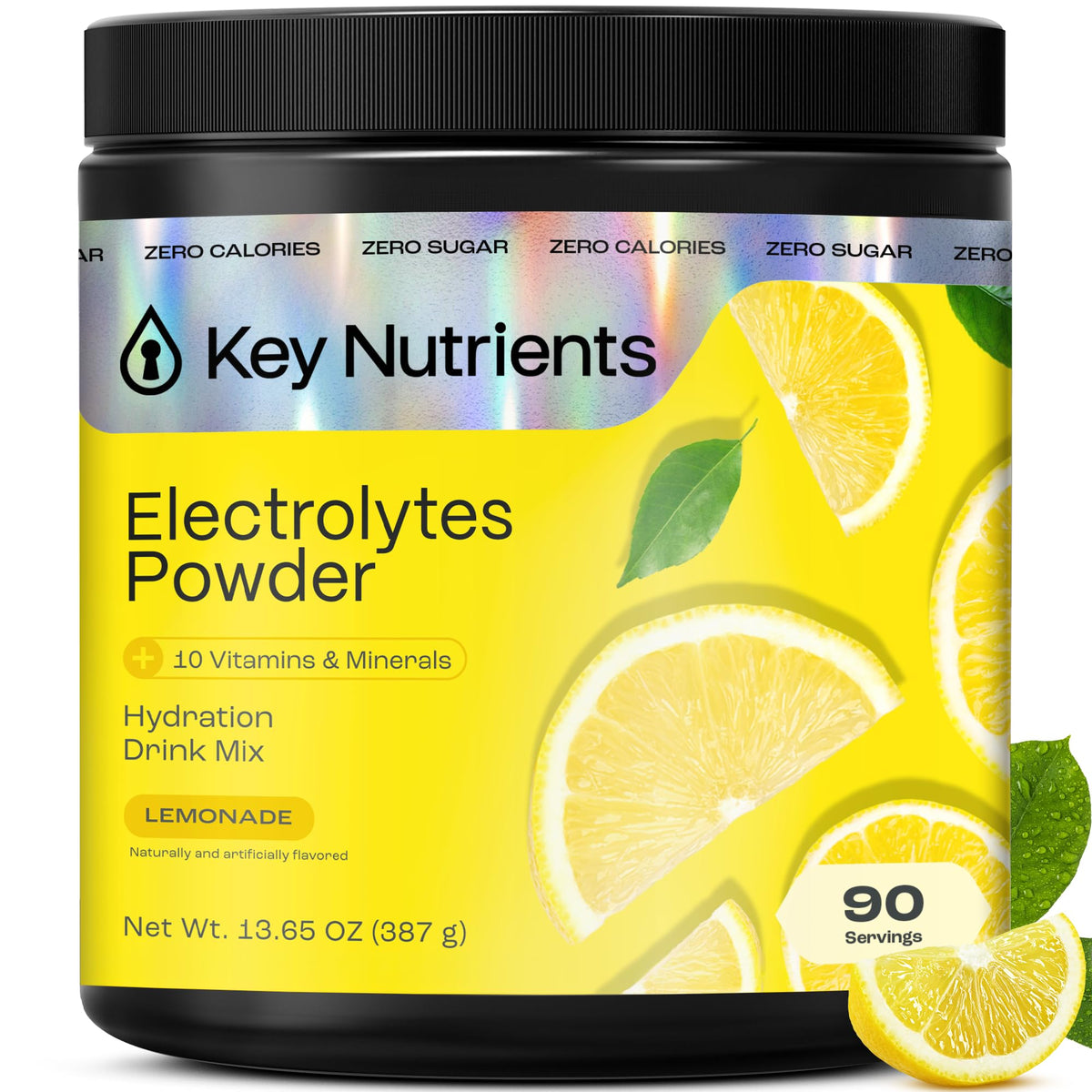 KEY NUTRIENTS Multivitamínico en polvo con electrolitos sin azúcar – Hidratación con limonada, 90 porciones, Hecho en EE. UU.
