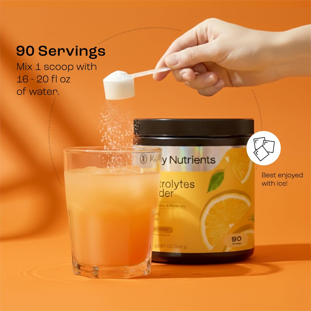 KEY NUTRIENTS Multivitamin Electrolytes Powder No Sugar - Tangy Orange Electrolyte Powder | Hydration & Energy - Made in USA - 90 Servings - Calm Era