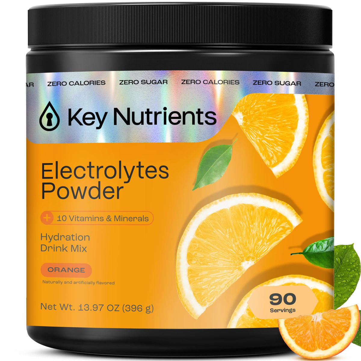 KEY NUTRIENTS Multivitamin Electrolytes Powder No Sugar - Tangy Orange Electrolyte Powder | Hydration & Energy - Made in USA - 90 Servings - Calm Era