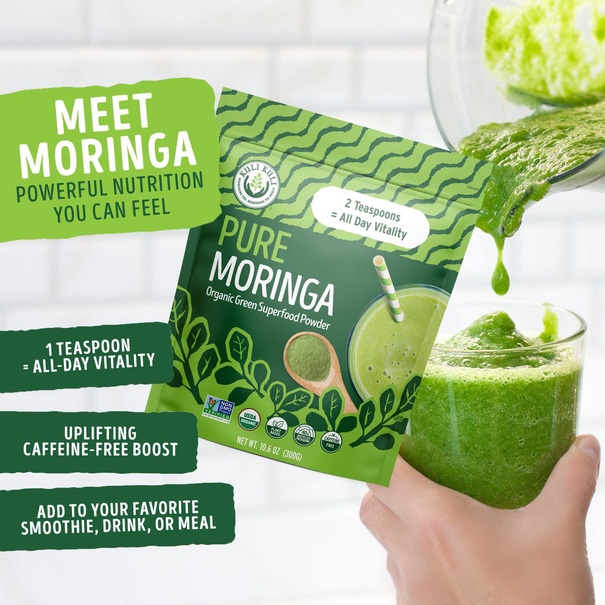 Kuli Kuli Moringa Orgánica en Polvo 300g | No-GMO Certificado por USDA