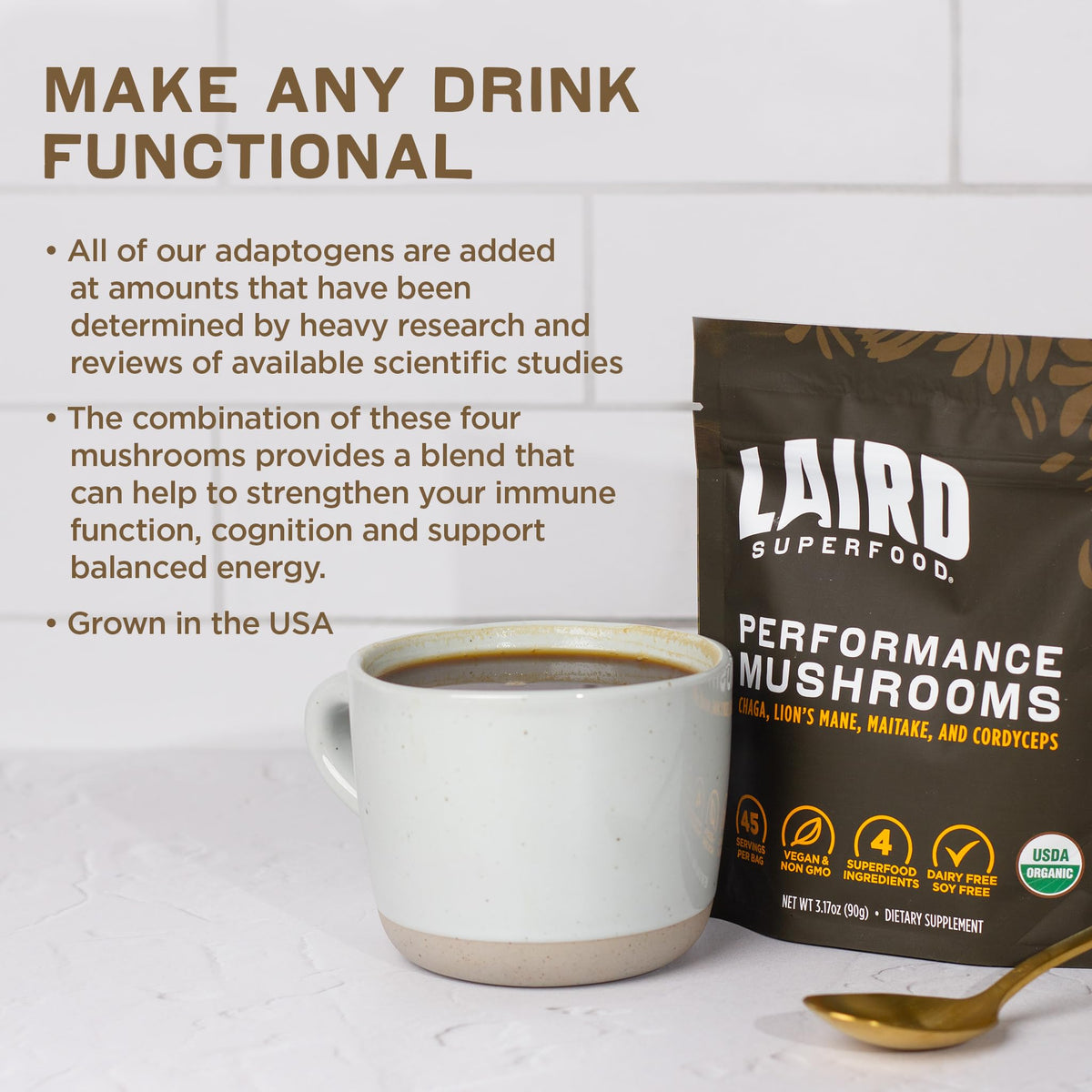 Laird Superfood Organic Performance Mushroom Blend 3.17oz
